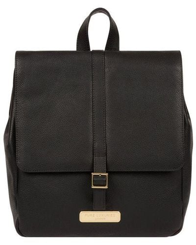 Pure Luxuries 'Daisy' Leather Backpack - Black