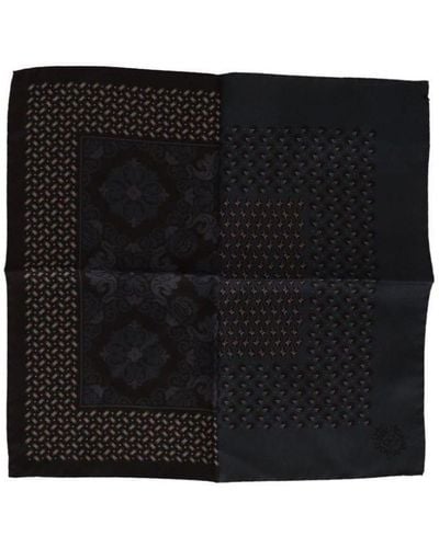 Dolce & Gabbana Patterned Silk Pocket Square Handkerchief - Black