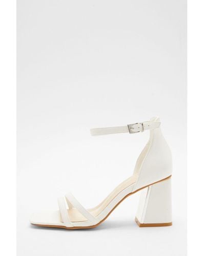 Quiz Wide Fit White Asymmetric Strap Heeled Sandals