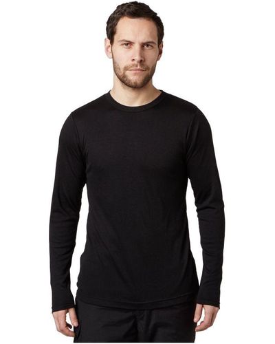 Peter Storm Long Sleeve Thermal Crew Base Layer Top, Travel Camping Hiking - Black