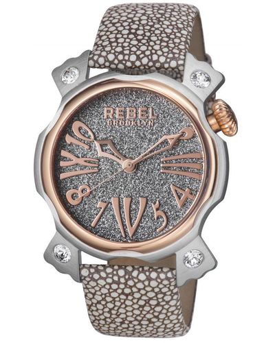 Rebel Coney Island Dial Leather Watch - Grey