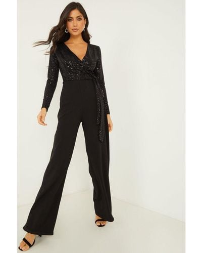 Quiz Black Sequin Jumpsuit