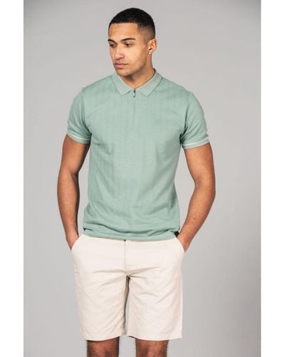 Kensington Eastside Cotton Zip Neck Polo Shirt - Green