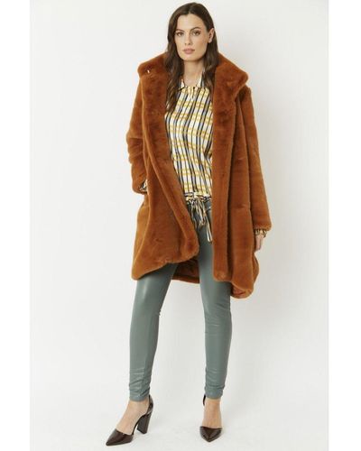 Jayley Oversized Faux Fur Coat - Brown