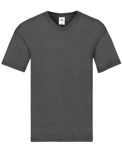 Fruit Of The Loom Original Plain V Neck T-Shirt (Light Graphite) - Grey
