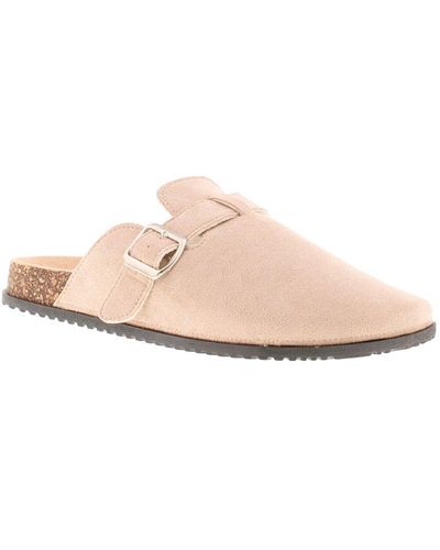 Krush Flat Shoes Molatof Slip On Taupe Suede Fabric - Pink