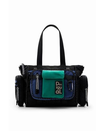 Desigual Print Handbag With Zip Fastening - Black