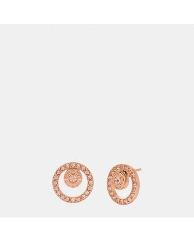 COACH Open Circle Pave Halo Stud Earrings - Pink