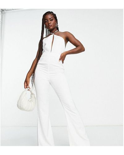 Slinky Wide Leg Side Split Jumpsuit With Lace Up Back Straps in Magent –  4EVER STUNNING