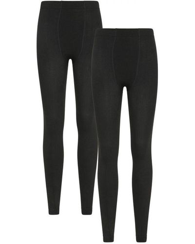 Mountain Warehouse Ladies Fleece Lined Thermal Leggings (Pack Of 2) () - Black