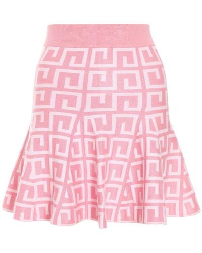 Quiz Geometric Knit Mini Skirt Viscose - Pink