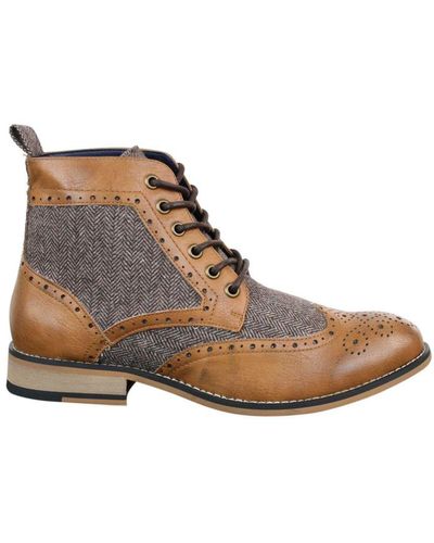House Of Cavani Classic Tweed Oxford Ankle Boots - Brown