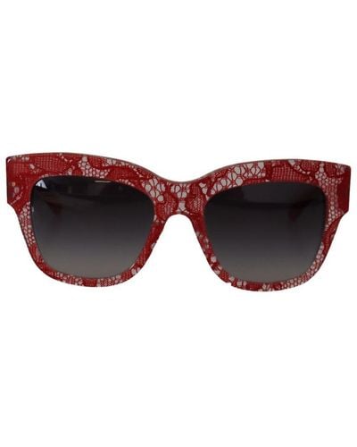 Dolce & Gabbana Gorgeous Italian Crafted Rectangle Sunglasses - Red