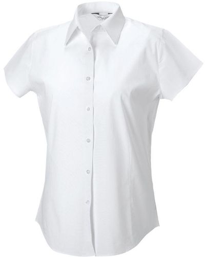 Russell Russell Collectie Dames/handdoek Damesmuts Easy Care Gevoelig Overhemd (wit)