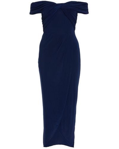 Quiz Twist Bardot Bodycon Midi Dress - Blue