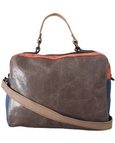 EBARRITO Genuine Leather Shoulder Strap Messenger Bag - Brown