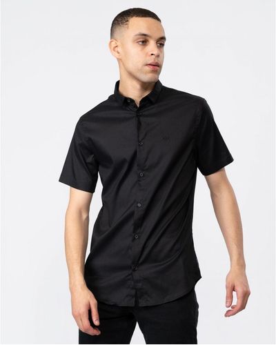 Armani Exchange Short Sleeve Bi-Stretch Shirt - Black