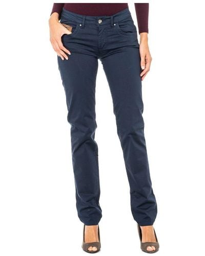 La Martina Stretch Trousers With Slim Fit And Belt Loops Jwt001 For Women Cotton - Blue
