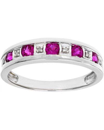 DIAMANT L'ÉTERNEL Round Brilliant Ruby And Diamonds 9Ct Eternity Ring - Purple