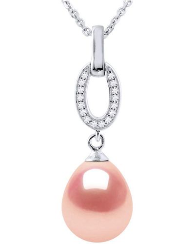 Diadema Shuttle Necklace Freshwater Pearl Jewellery 9-10 Mm 925 - Pink