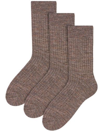 Steve Madden 3 Pairs Multipack Alpaca Wool Socks - Brown