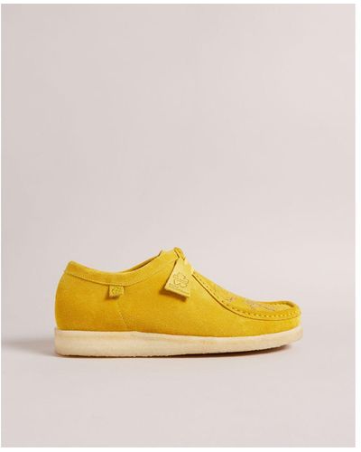 Ted Baker Pauul P&B Embroidered Suede Shoe - Yellow