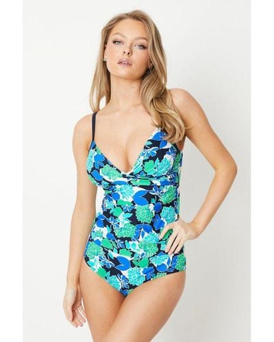 Gorgeous Bold Blooms Fold Bikini Brief - Blue