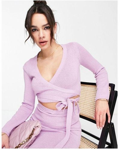 ASOS Co-ord Knitted Wrap Top - Pink