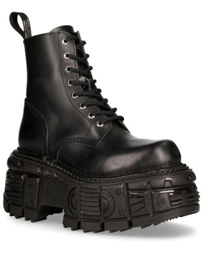 New Rock Military Techno Platform Boots- M-Mili084N-S5 - Black