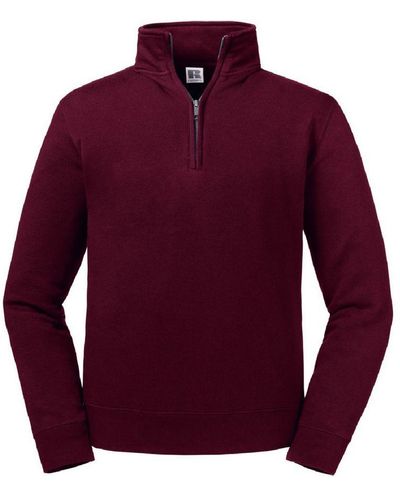 Russell Authentic Quarter Zip Sweatshirt () - Red
