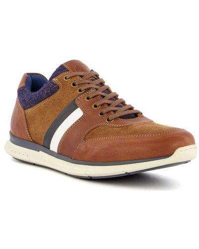 Dune Trigger Side Stripe Trainers - Brown