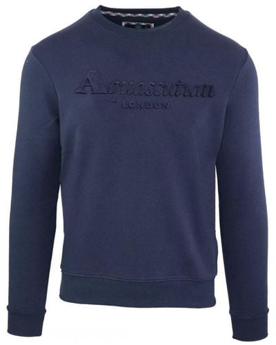 Aquascutum Embossed Brand Logo Sweatshirt - Blue