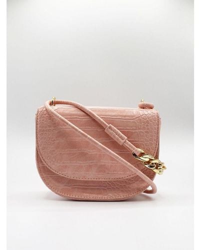 SVNX Oval Shoulder Bag With Chain Detailing - Pink