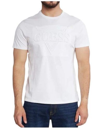 Guess T-shirt Met Reliëf Voor - Wit