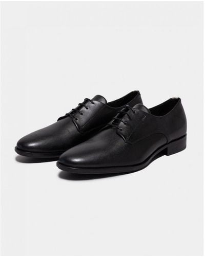 BOSS Boss Colby Leather Derby Shoes With Embossed Logo - Black