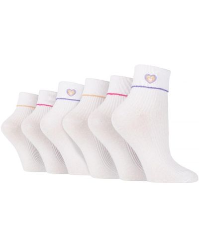 Wildfeet 6 Pairs Ladies Lounge Turn Cuff Socks - White