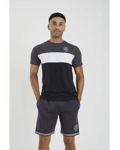Brave Soul Charcoal 'maxwell' T-shirt And Shorts Set - Blue
