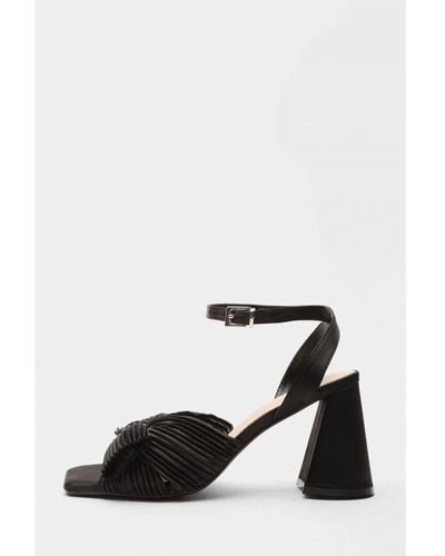 Quiz Black Pleated Bow Front Heeled Sandals - White
