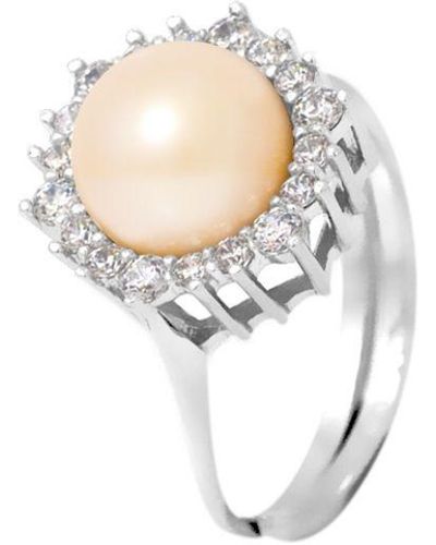 Diadema Pink Culture Pearl Ring 8-9 Mm Verstelbare Zirkoniumoxiden 925 - Wit