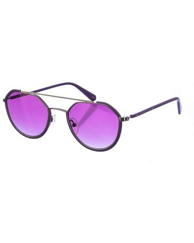 Calvin Klein Ckj20301S Oval-Shaped Metal Sunglasses - Purple
