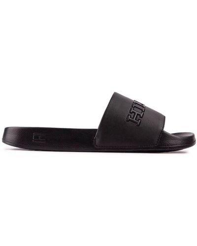 Tommy Hilfiger Tonal Logo Sandals - Black