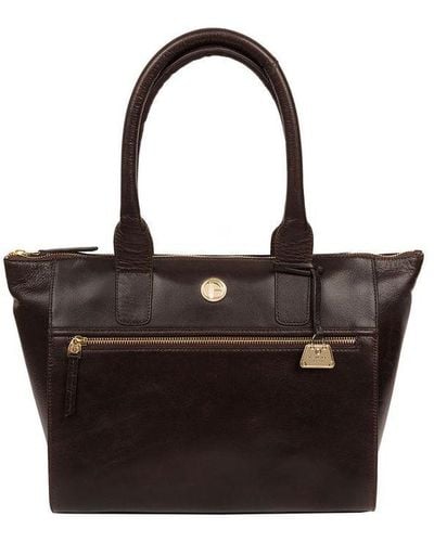 Pure Luxuries 'Primrose' Dark Leather Tote Bag - Black