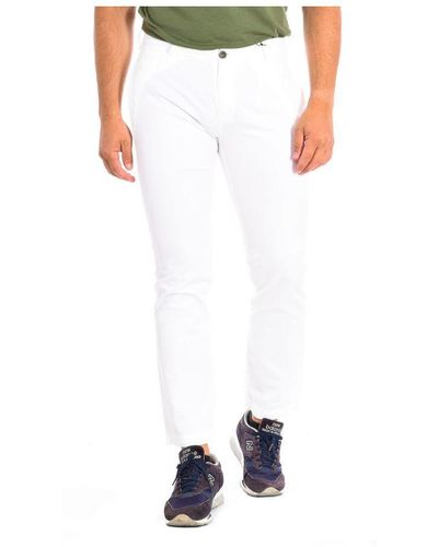 La Martina Long Trousers With Straight Cut And Hems Tmt014-Tl121 For - White