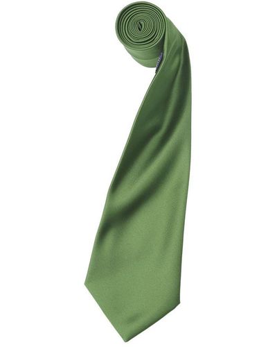 PREMIER Plain Satin Tie (Narrow Blade) (Pack Of 2) (Sage) - Green