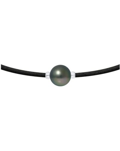Blue Pearls Tahitian Pearl Necklace And Neoprene And 925 Sterling Silver - White