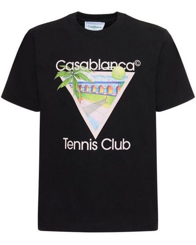 Casablancabrand Tennis Club Icon Bedrukt Katoenen T-shirt In Zwart