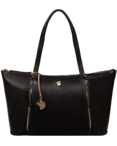 Conkca London 'clover' Black Leather Tote Bag