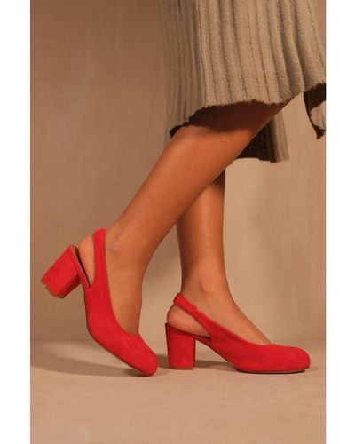 Where's That From 'Edith' Block Heel Slingback Shoes - Red