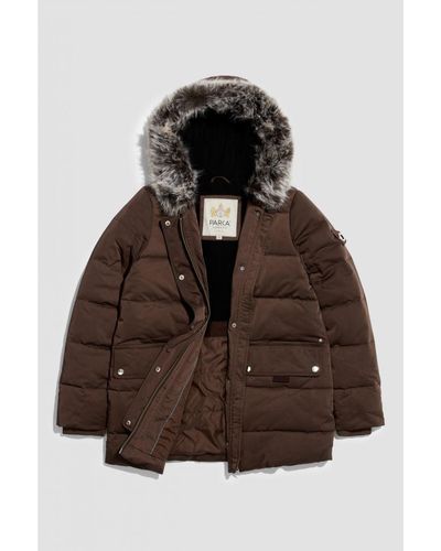 Parka London Nordic Mid-Length Faux Fur Jacket - Brown