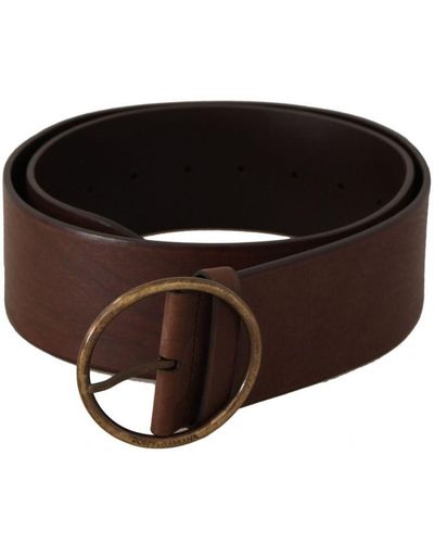 Dolce & Gabbana Leather Wide Waist Logo Metal Round Buckle Belt - Black